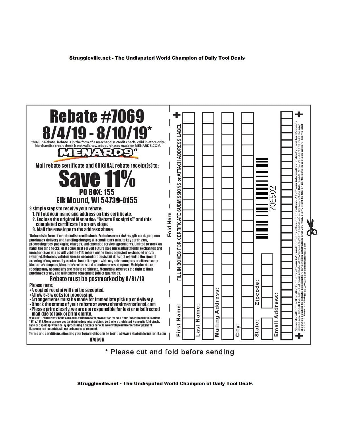 Menards Rebate Form Printable