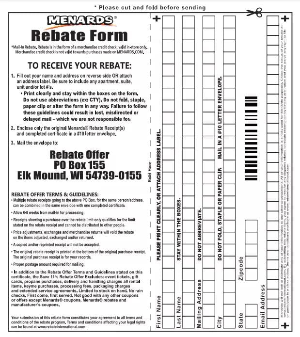 Printable Rebate Forms For Menards