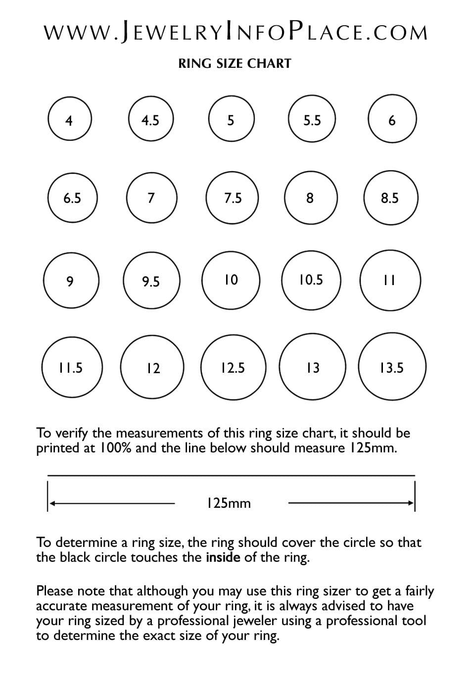 Ring Size Chart