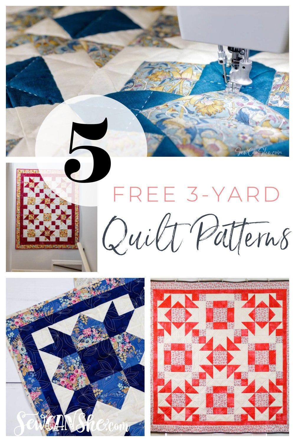 5 Beautiful 3 Yard Quilt Patterns: All Free!