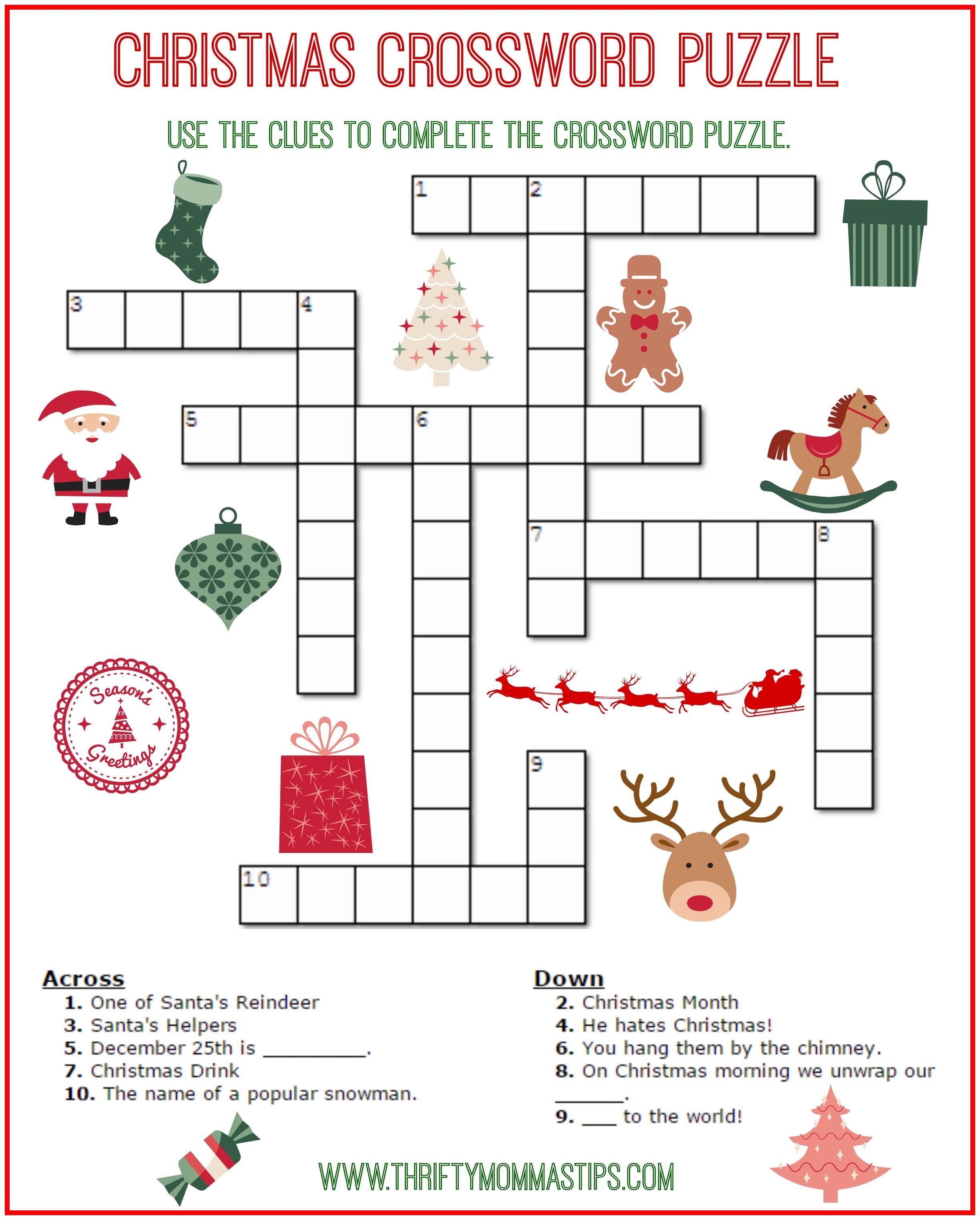 Free Printable Christmas Crossword Puzzle