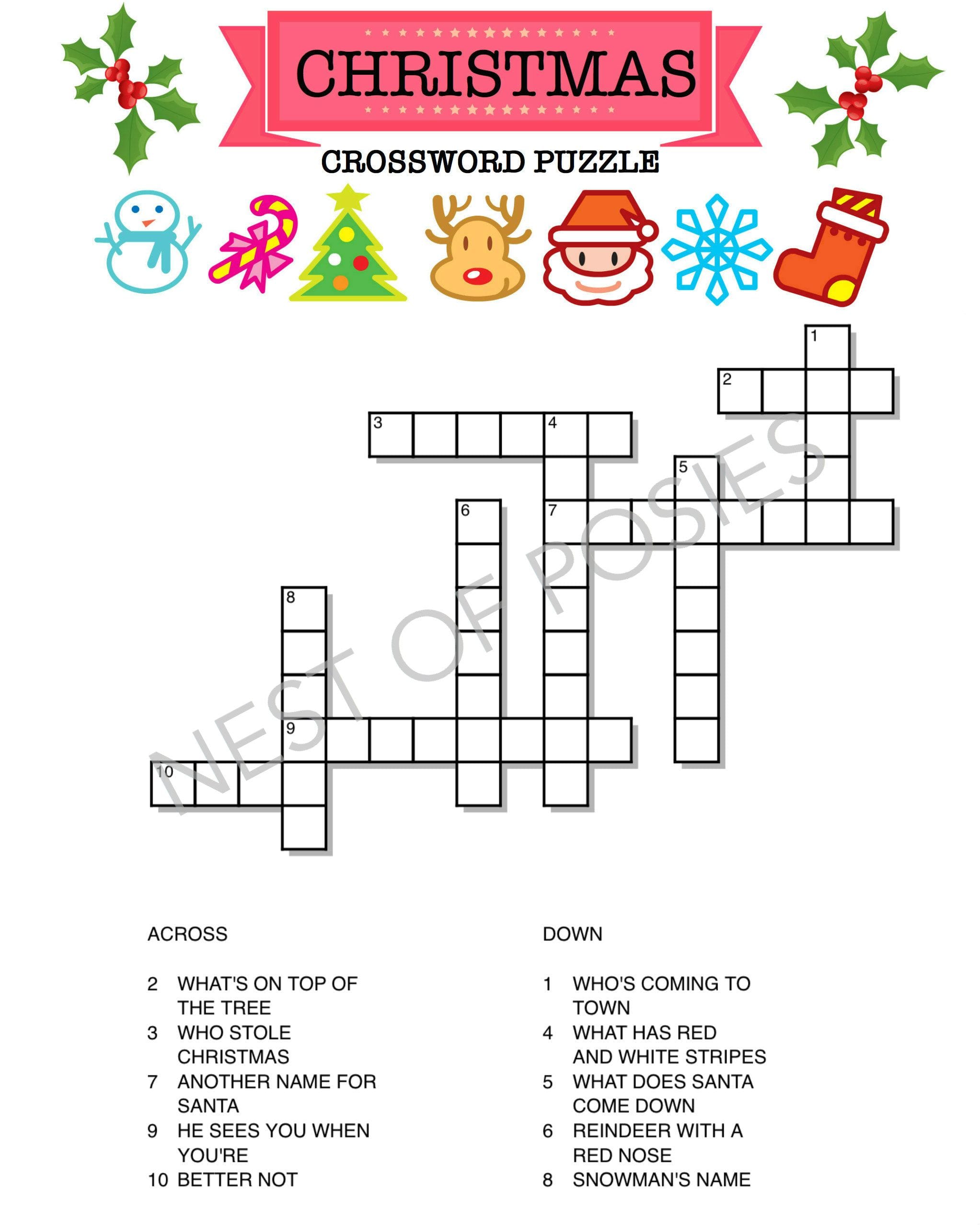 Printable Christmas Crossword Puzzles