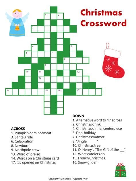 Free Printable Christmas Crossword Puzzles For Kids