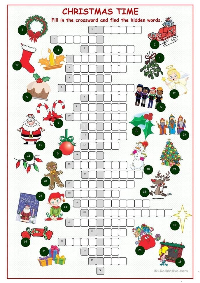 FREE 5 Christmas Crossword Puzzles