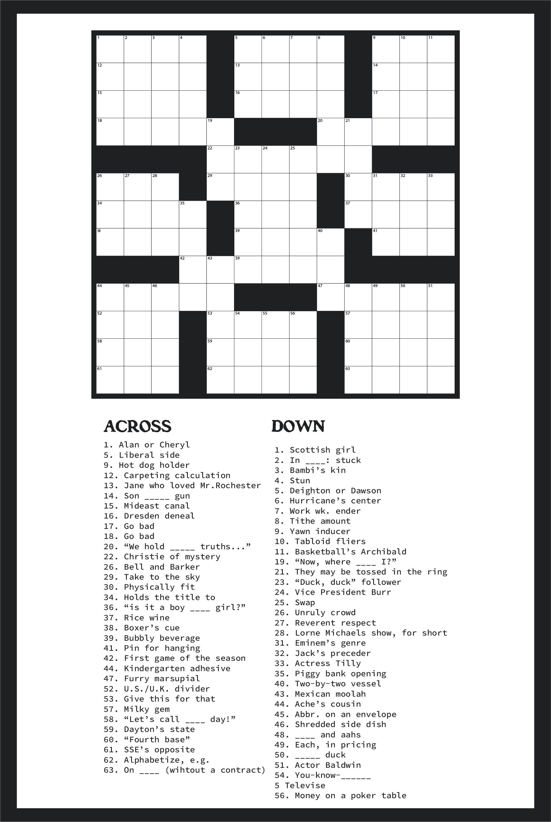 Make Your Own Crossword Puzzle Free Printable