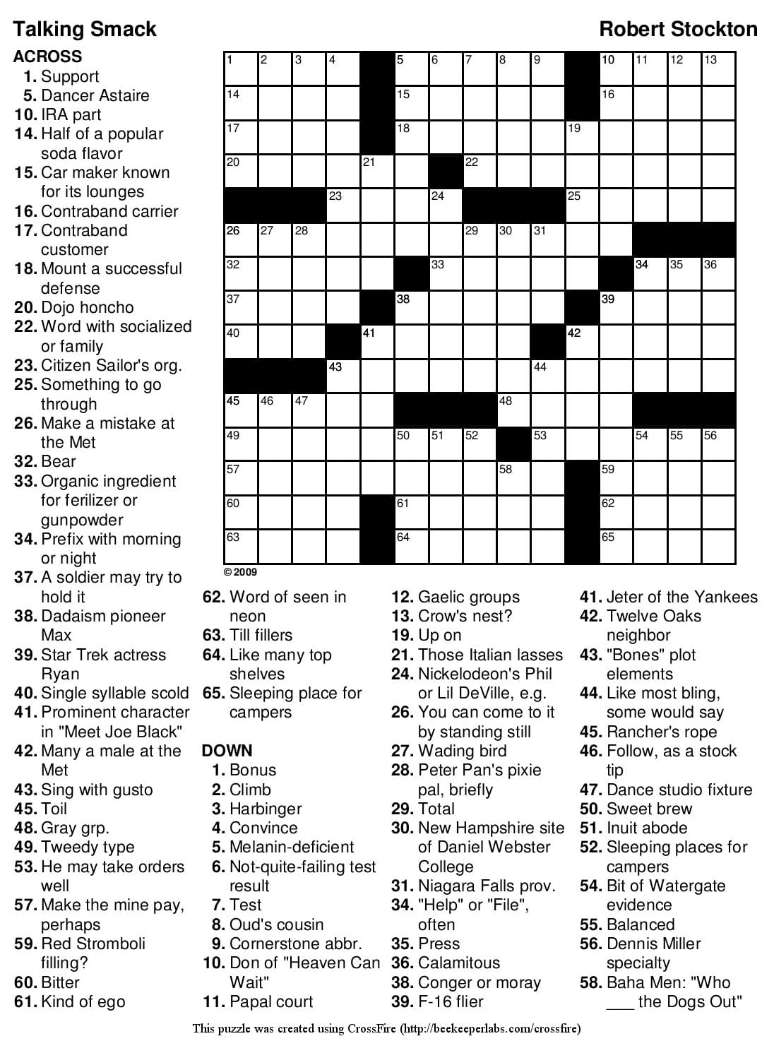 Free Crossword Puzzles Maker Printable