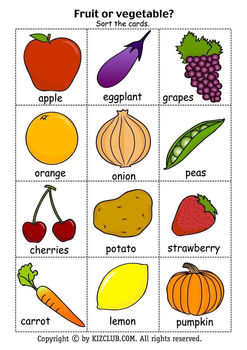 Free Printable Fruits And Vegetables