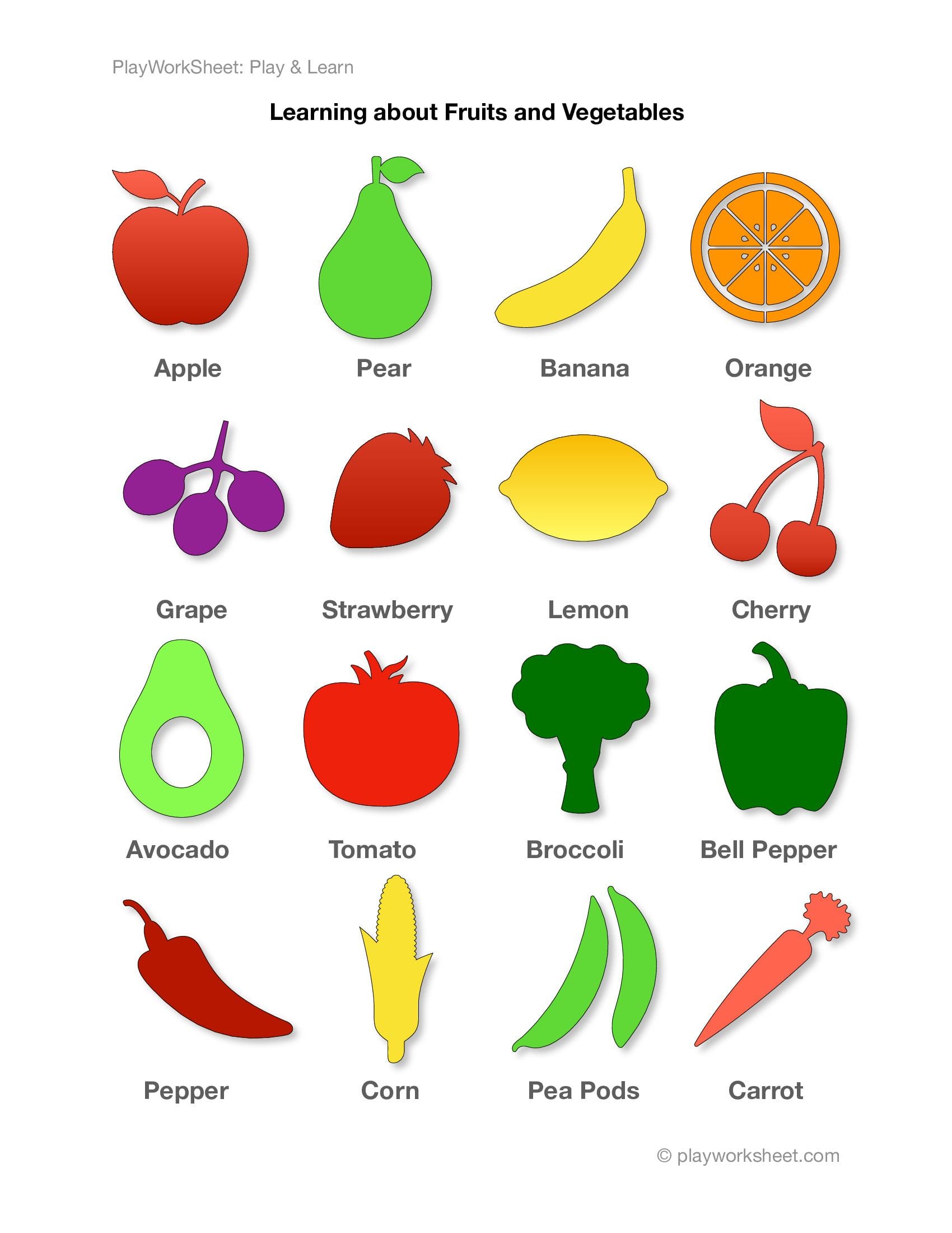 Tracing Worksheet Fruits And Vegetables