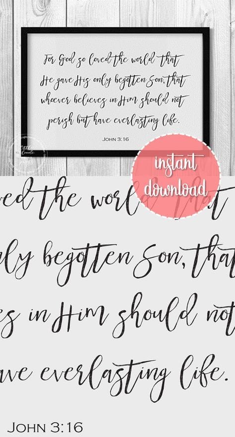 Bible Quote John 3 16 Printable Wall Art