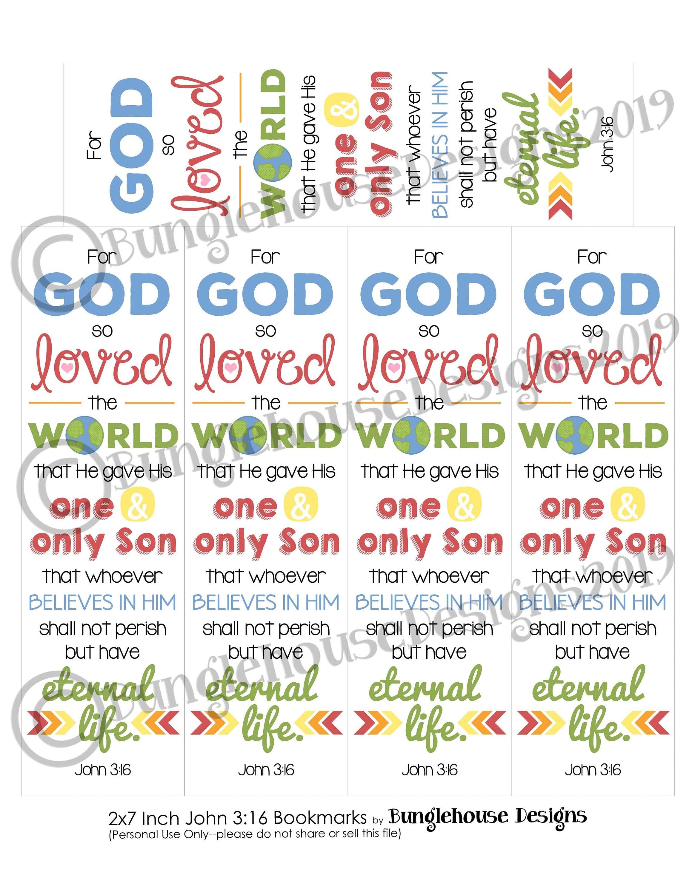 Printable John 3:16 Bible Memory Flash Cards