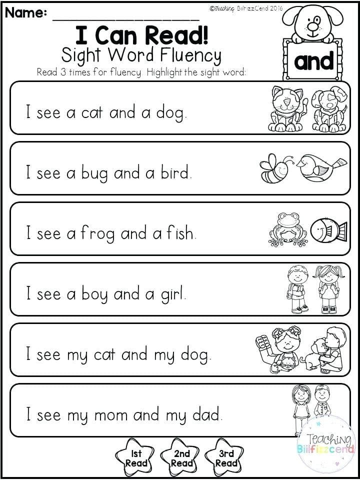 46 PRINTABLE KINDERGARTEN READING FLUENCY PASSAGES