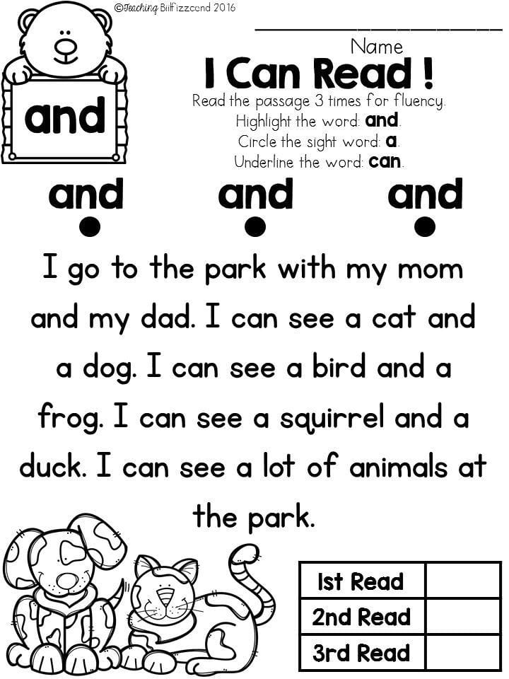 Free Reading Fluency Practice Sheets