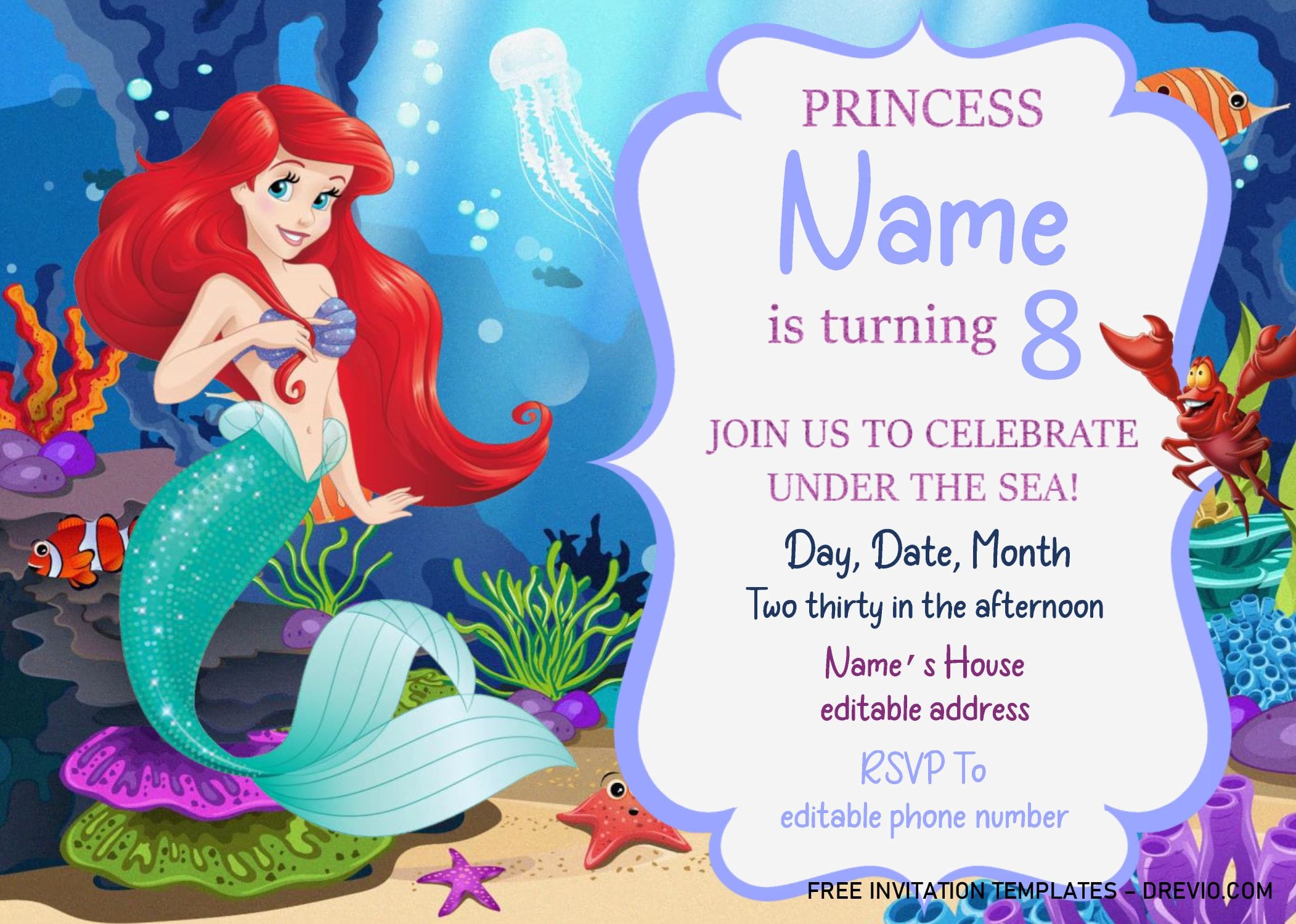 Little Mermaid Birthday Invitation Templates