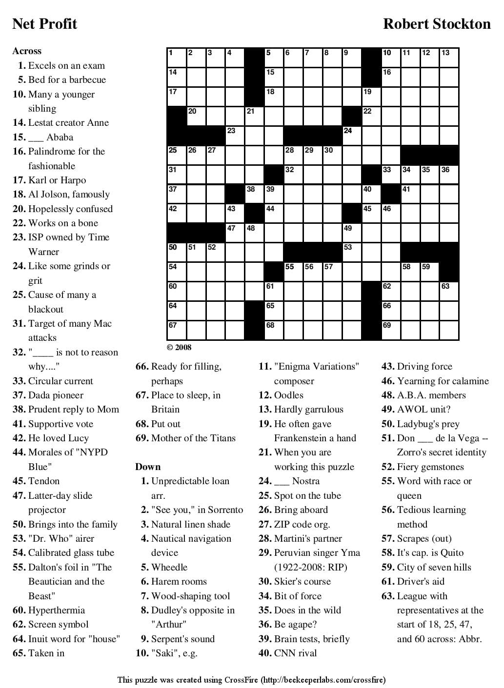 Free crossword puzzle maker printable