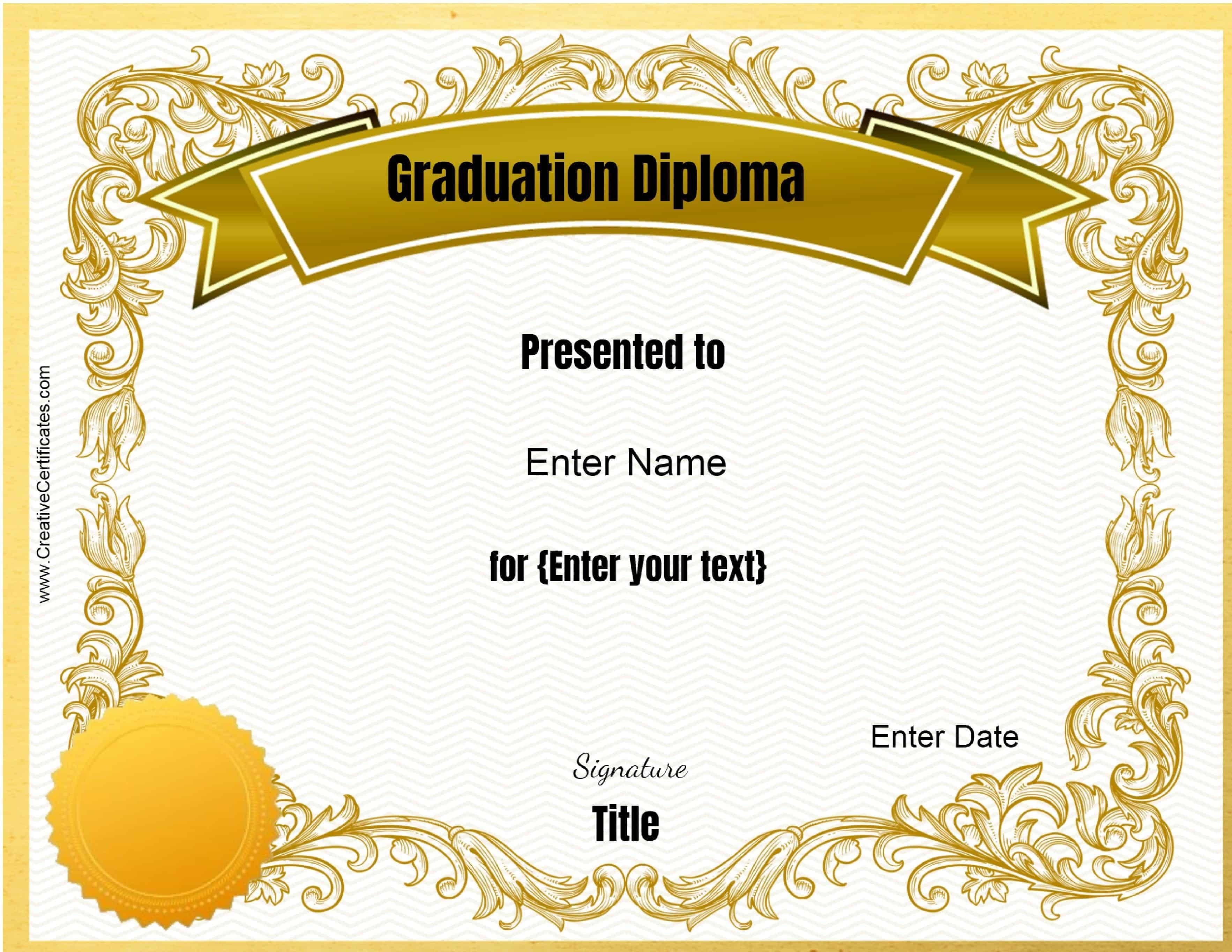 Free Printable Diploma Template Of 5 Editable Certificates Free