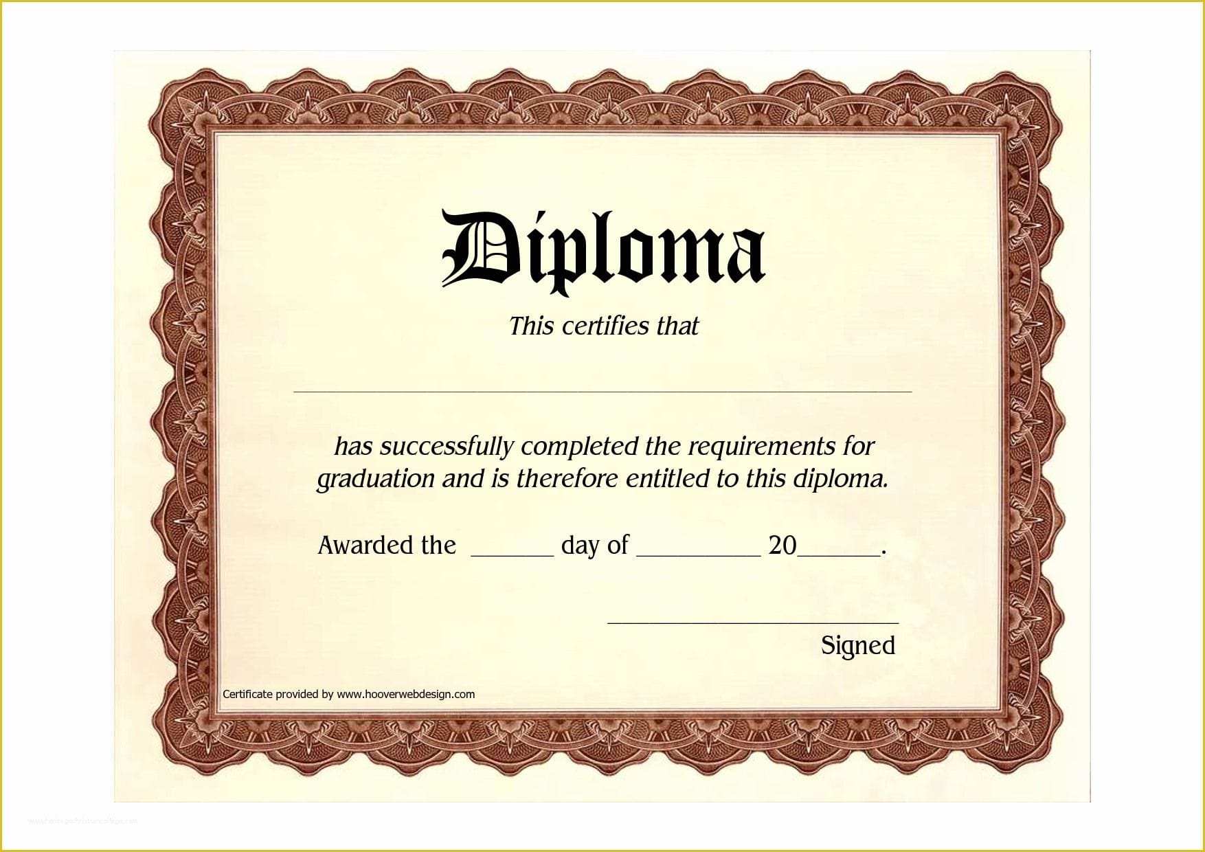 Free Printable Diploma Template