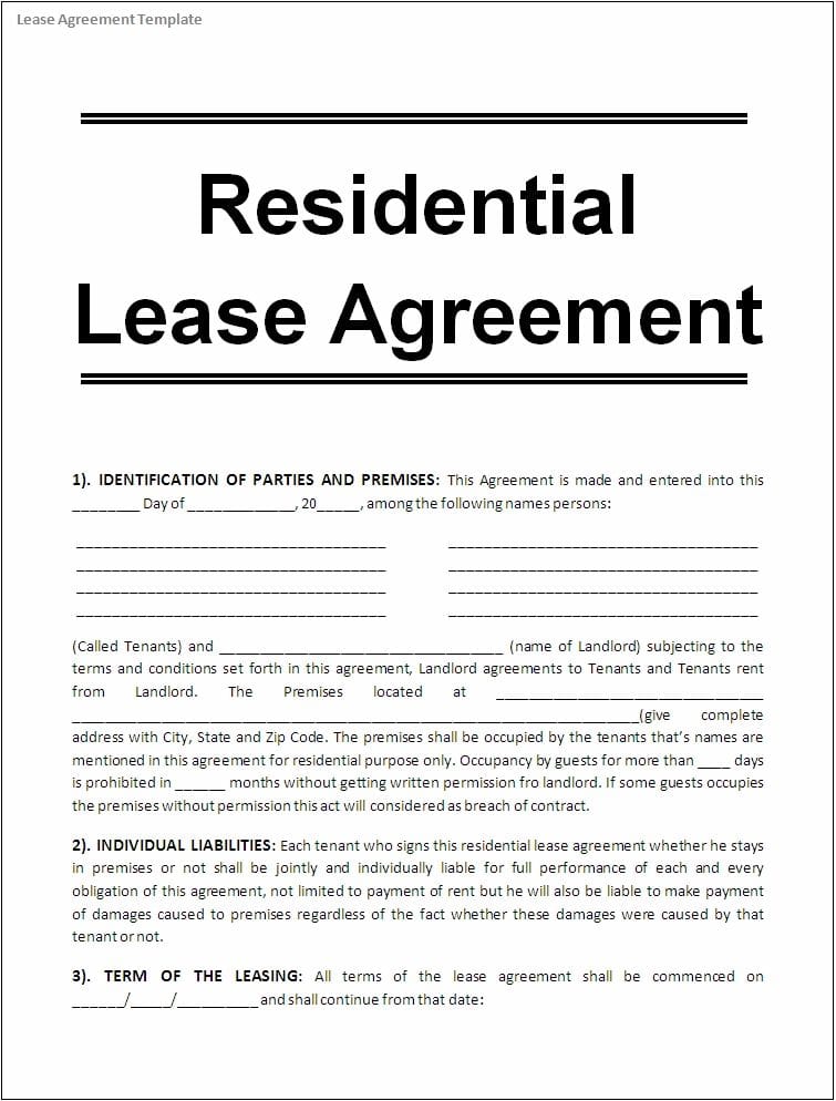 Free Rental (Lease) Agreement Templates