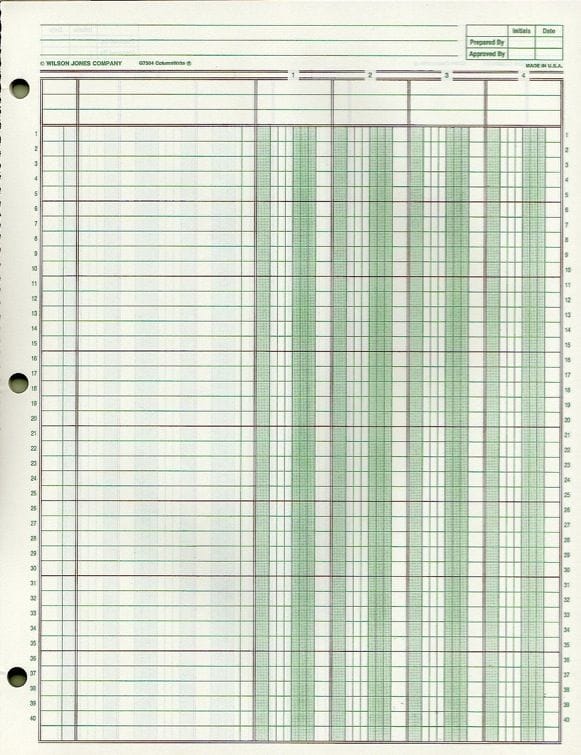 Free Printable 5 Column Ledger Paper