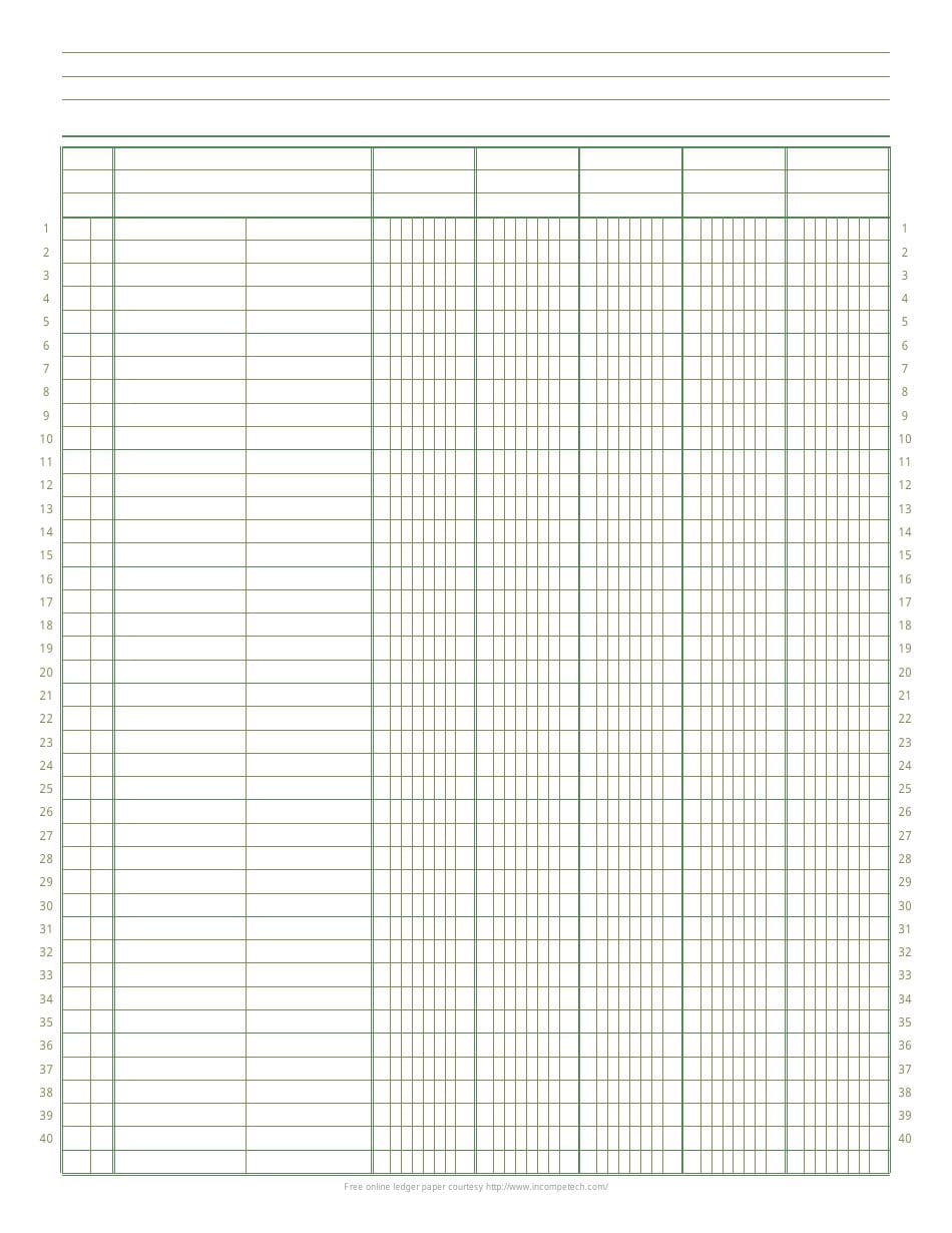 Free Printable 5 Column Ledger Paper