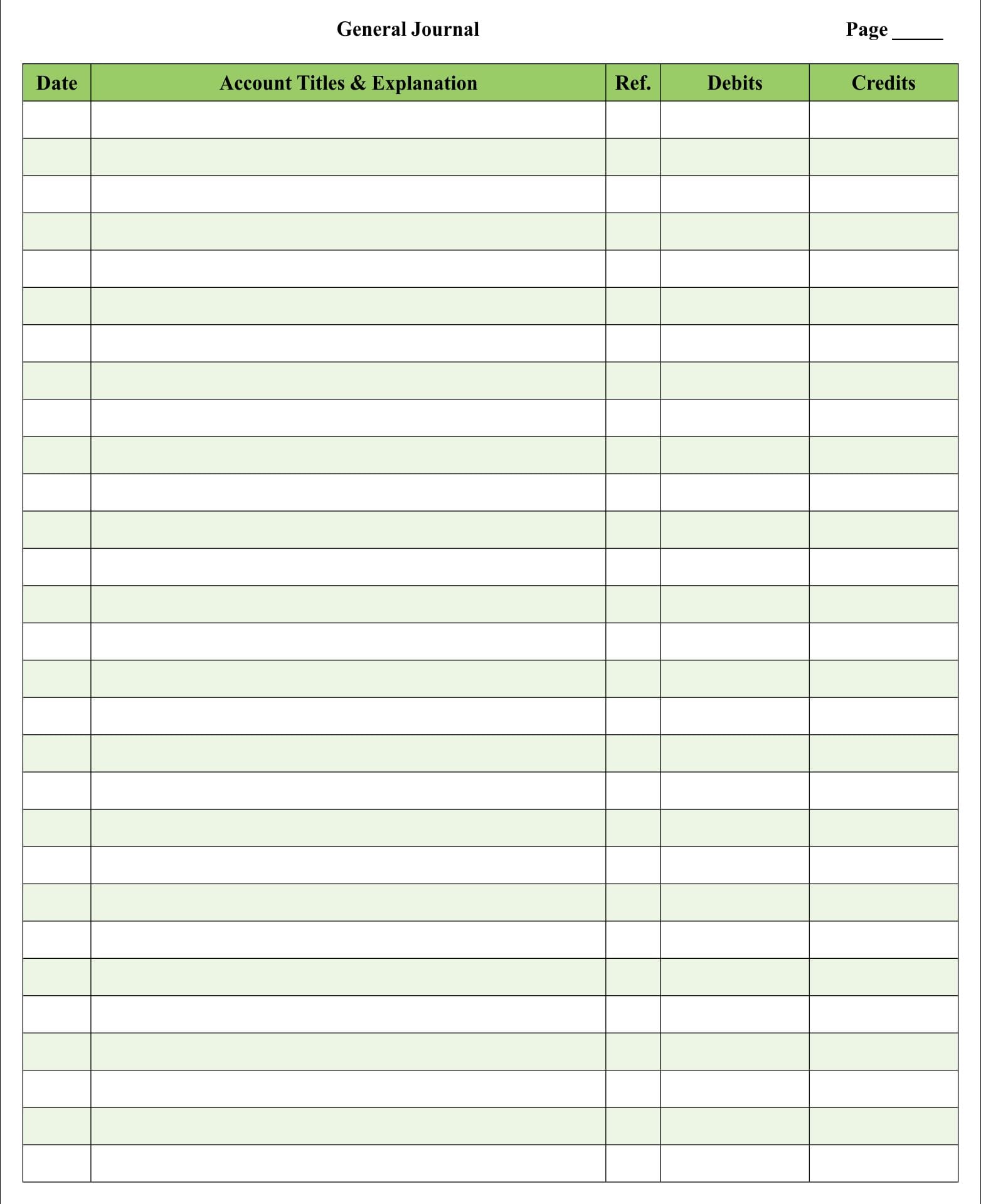 Free Printable 5 Column Ledger Paper