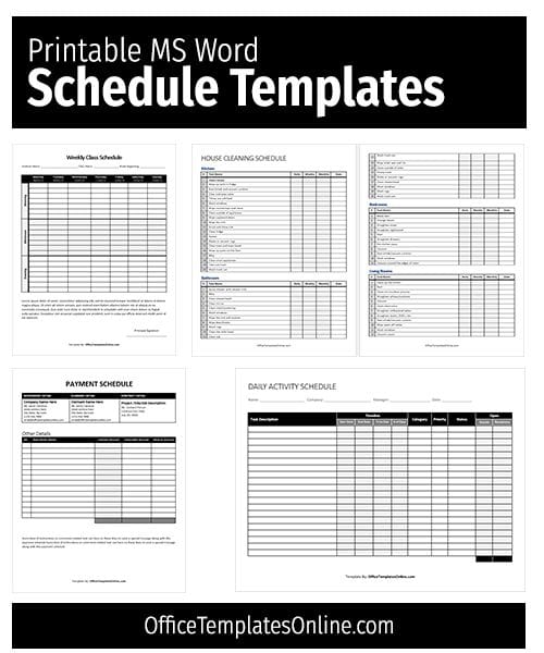 5+ Free Printable Schedule Templates for MS Word