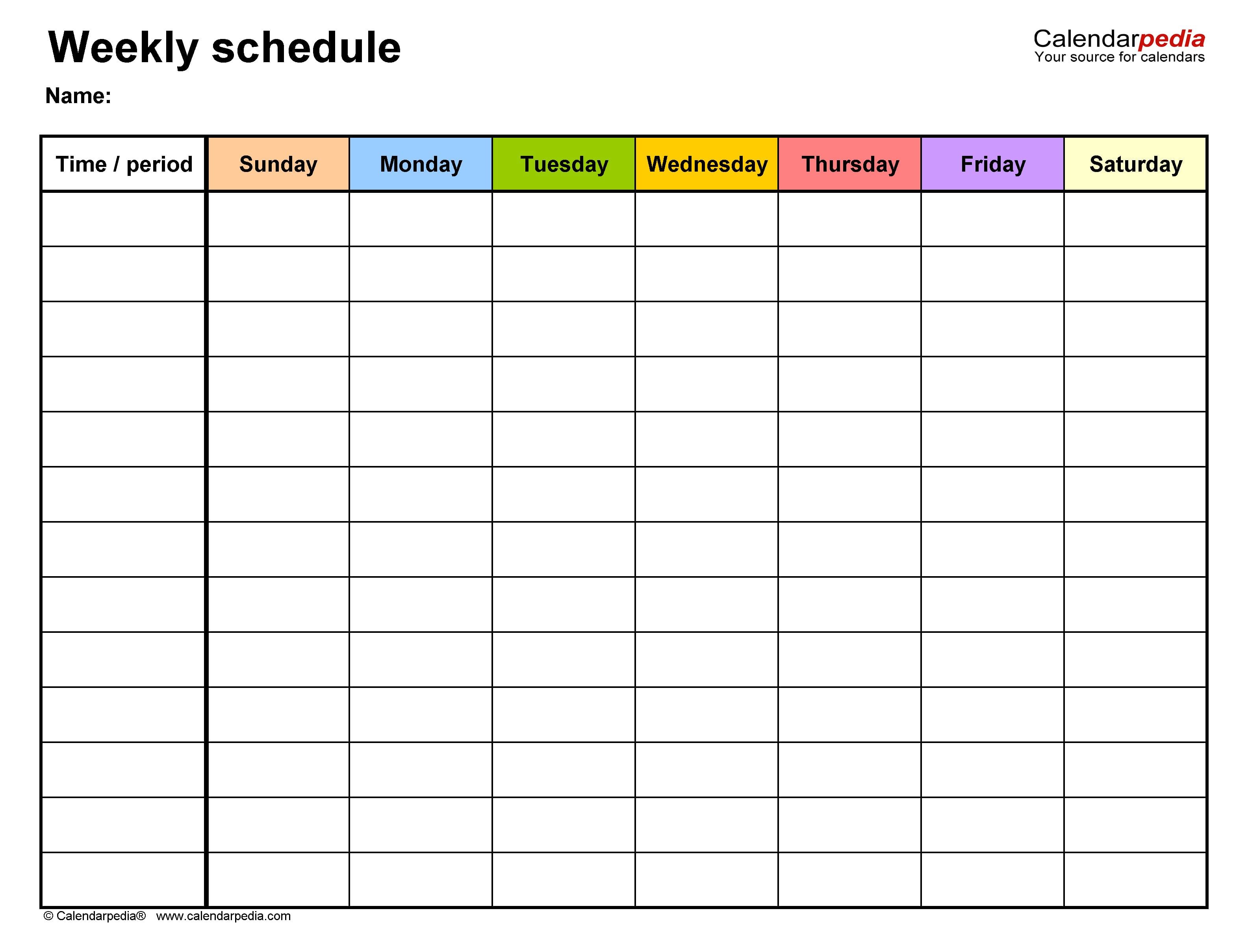 Printable Schedule Templates in Word and Open Office Format