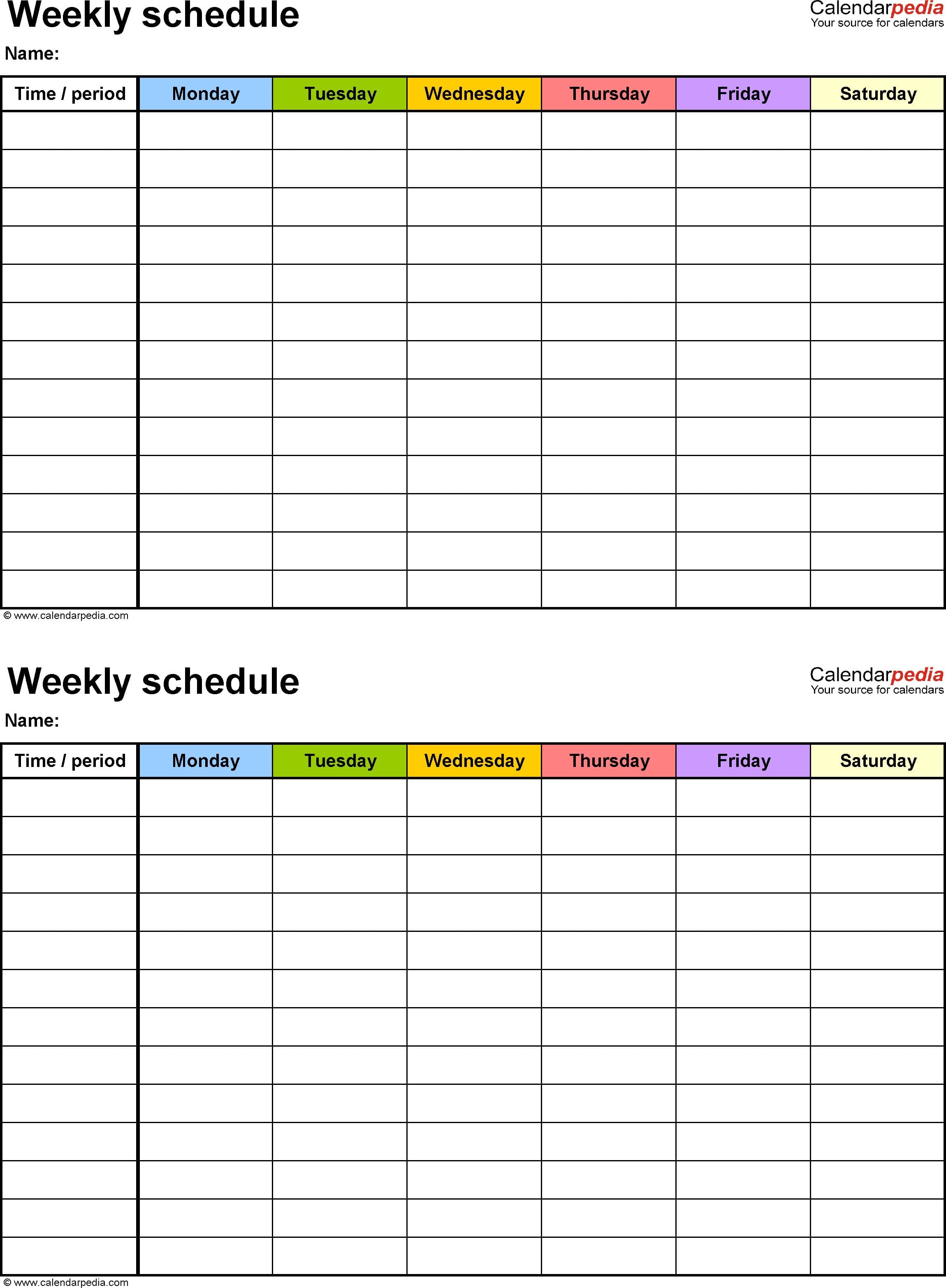 Free Weekly Schedule Templates for Word