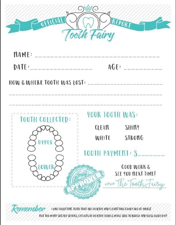 Free Printable Tooth Fairy Certificate