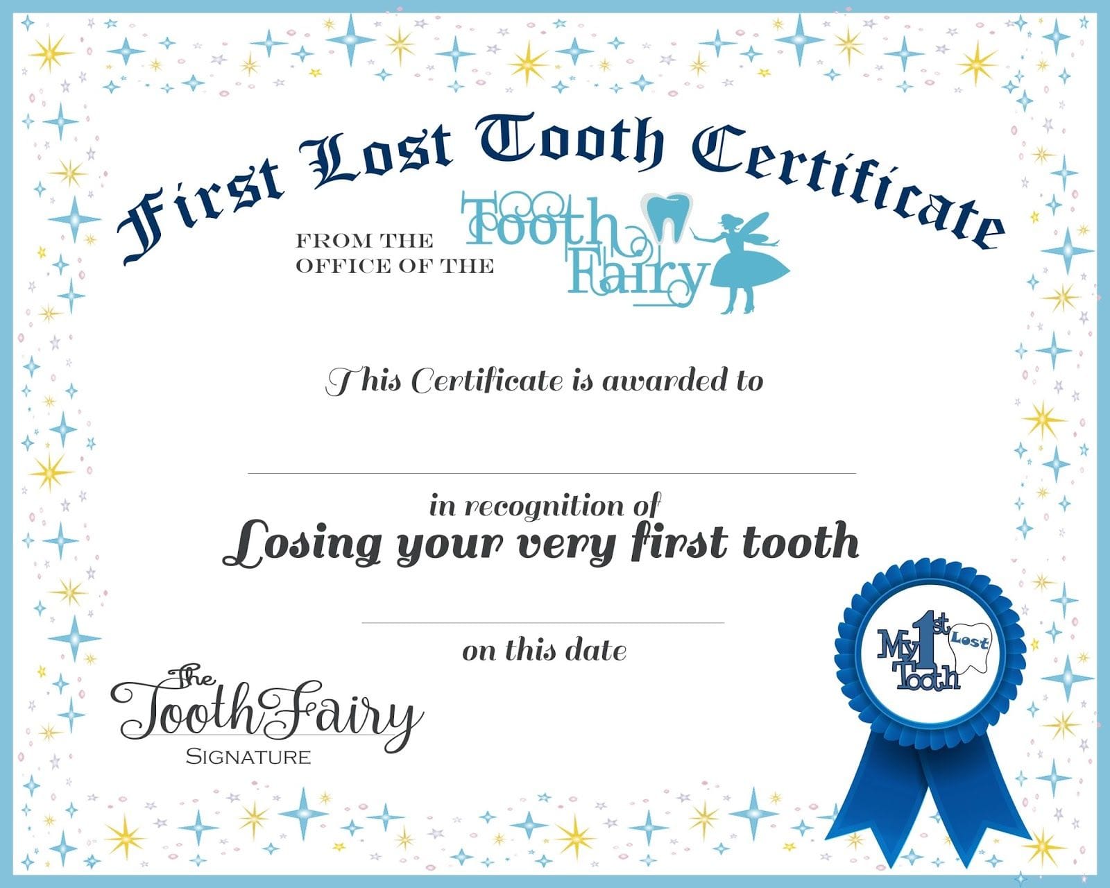 Tooth Fairy Printable Certificate