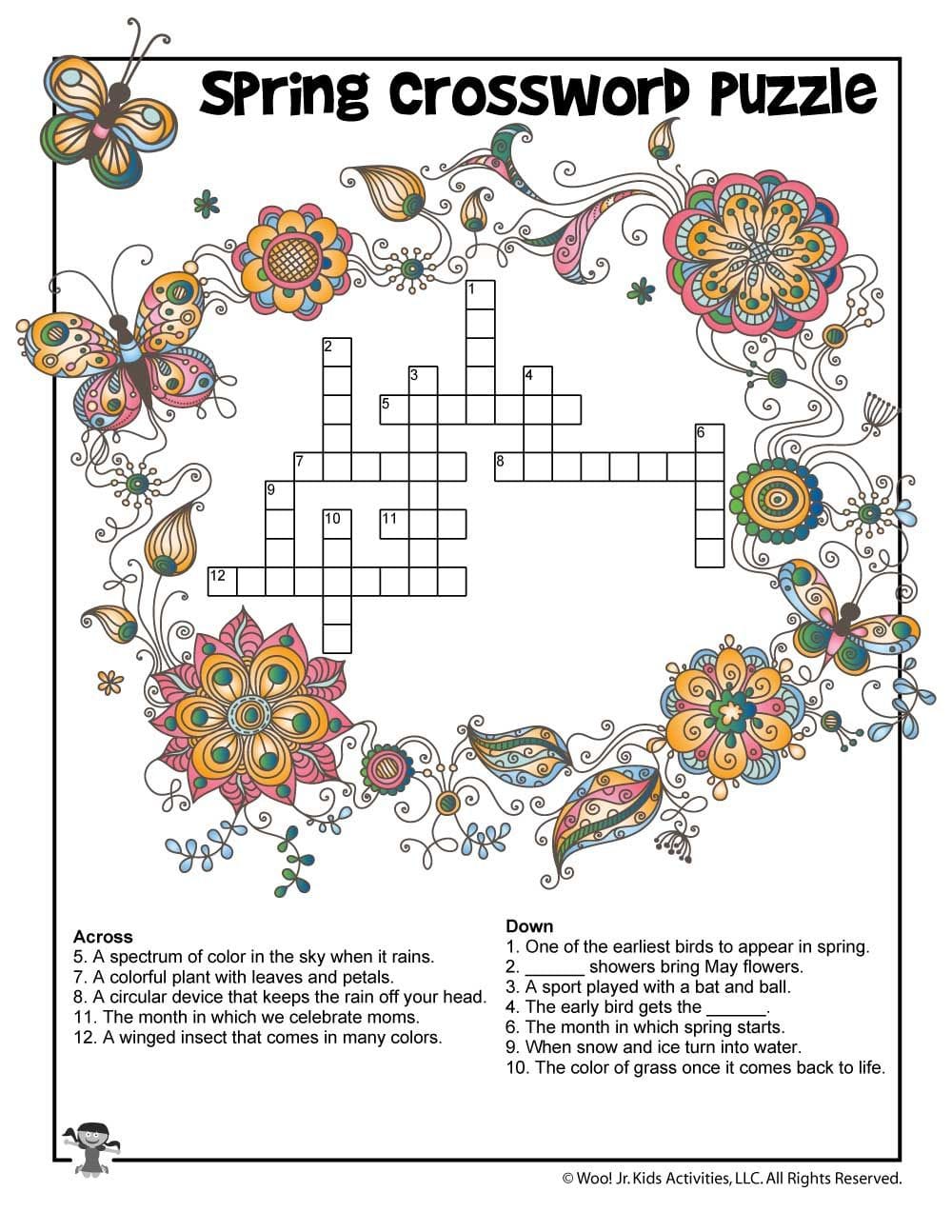 Free Printable Spring Crossword Puzzles For Adults