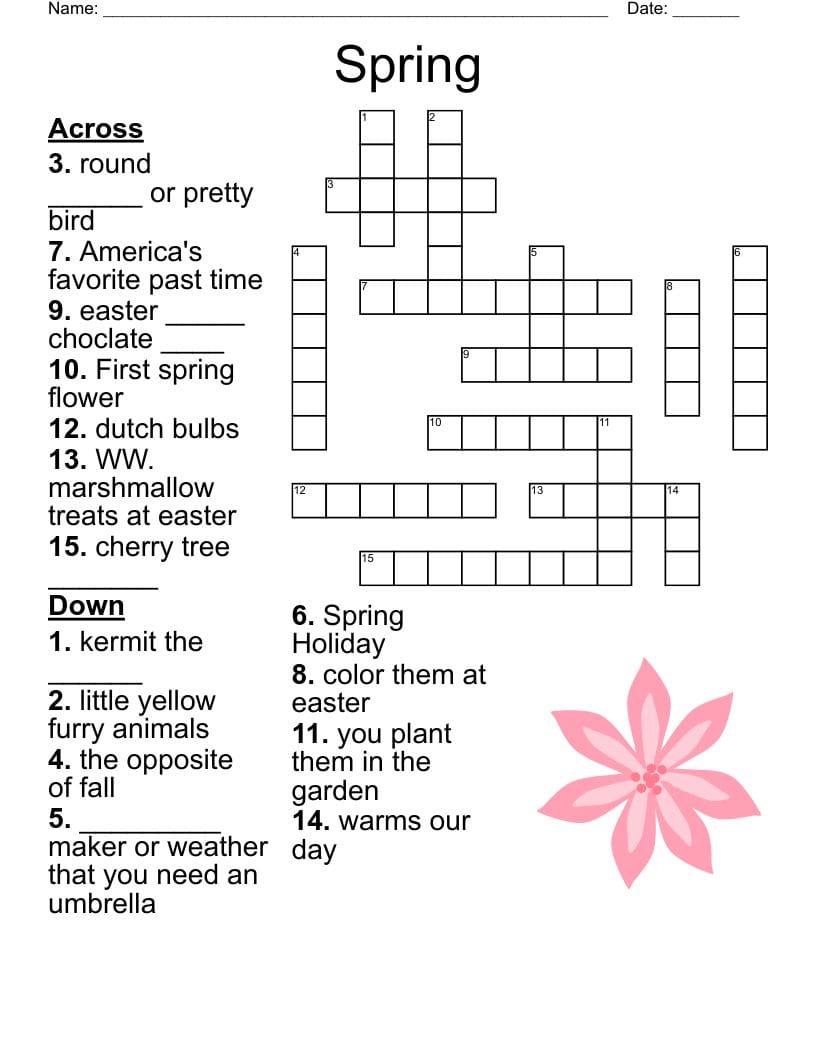 Free Printable Spring Crossword Puzzles