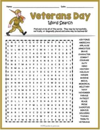 Veterans Day Crossword Puzzles