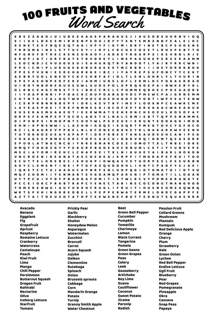 Full Page Free Printable Extra Large Print Word Search