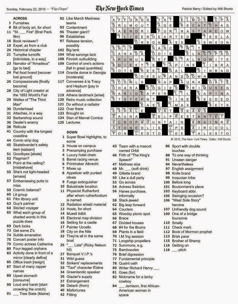 Printable La Times Crossword Puzzles