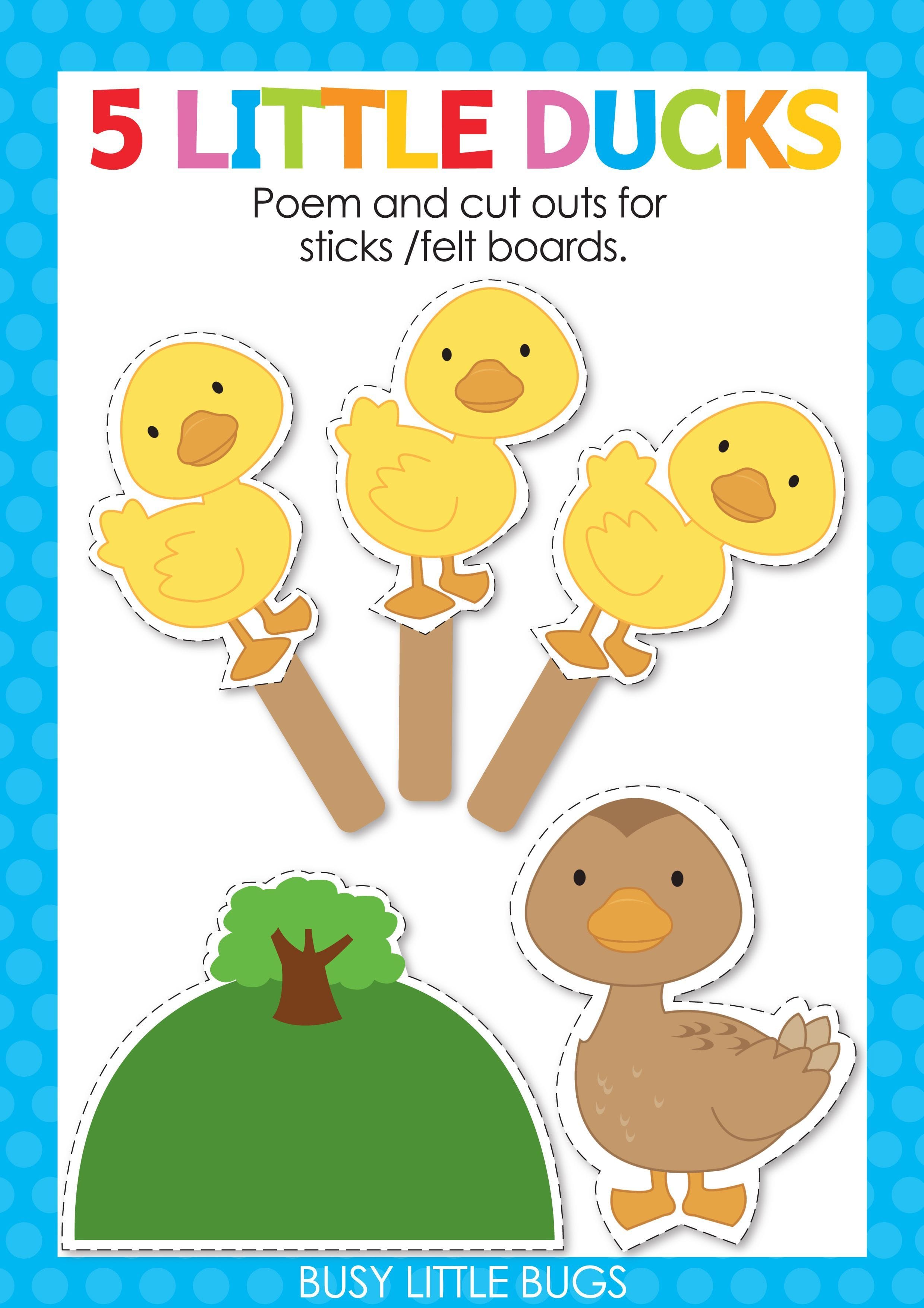 Cut Out Five Little Ducks Printable Template