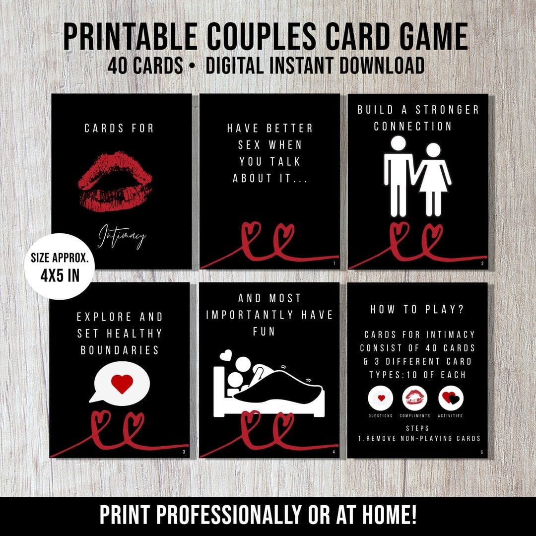 Printable Sex Card Game for Couples Intimate Card Game