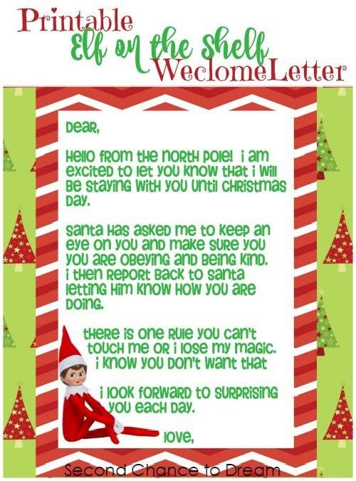 Free Printable Elf on the Shelf Arrival Letter