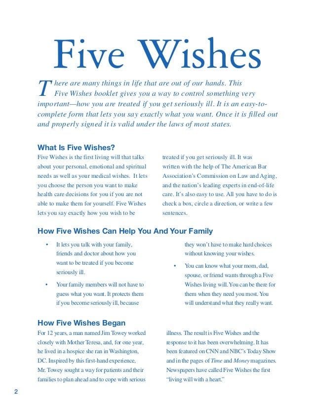 5 Wishes Printable Version