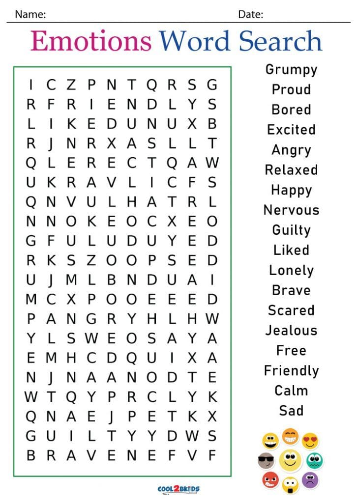 Printable Feelings and Emotions Word Search