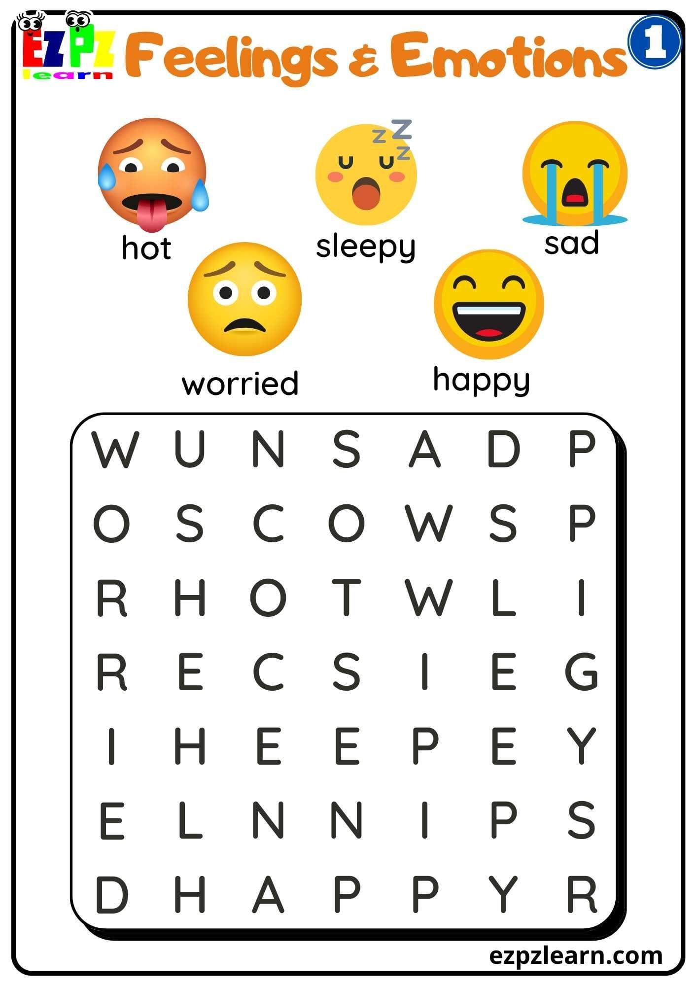 Emotions Word Search Printable