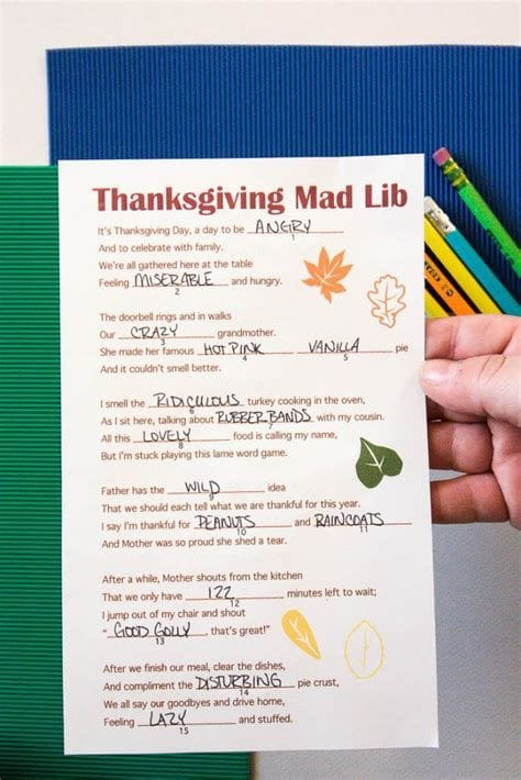 Thanksgiving Mad Lib