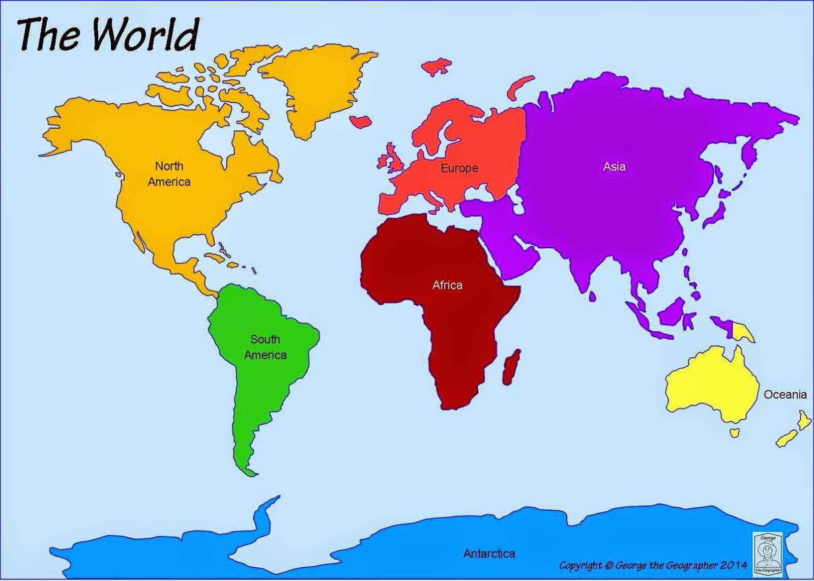 Printable Map of the 7 Continents