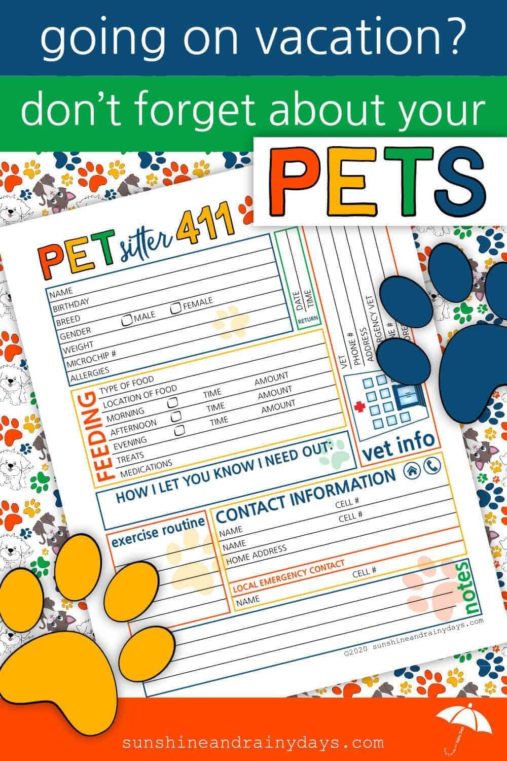 Pet Information Sheet Pdf