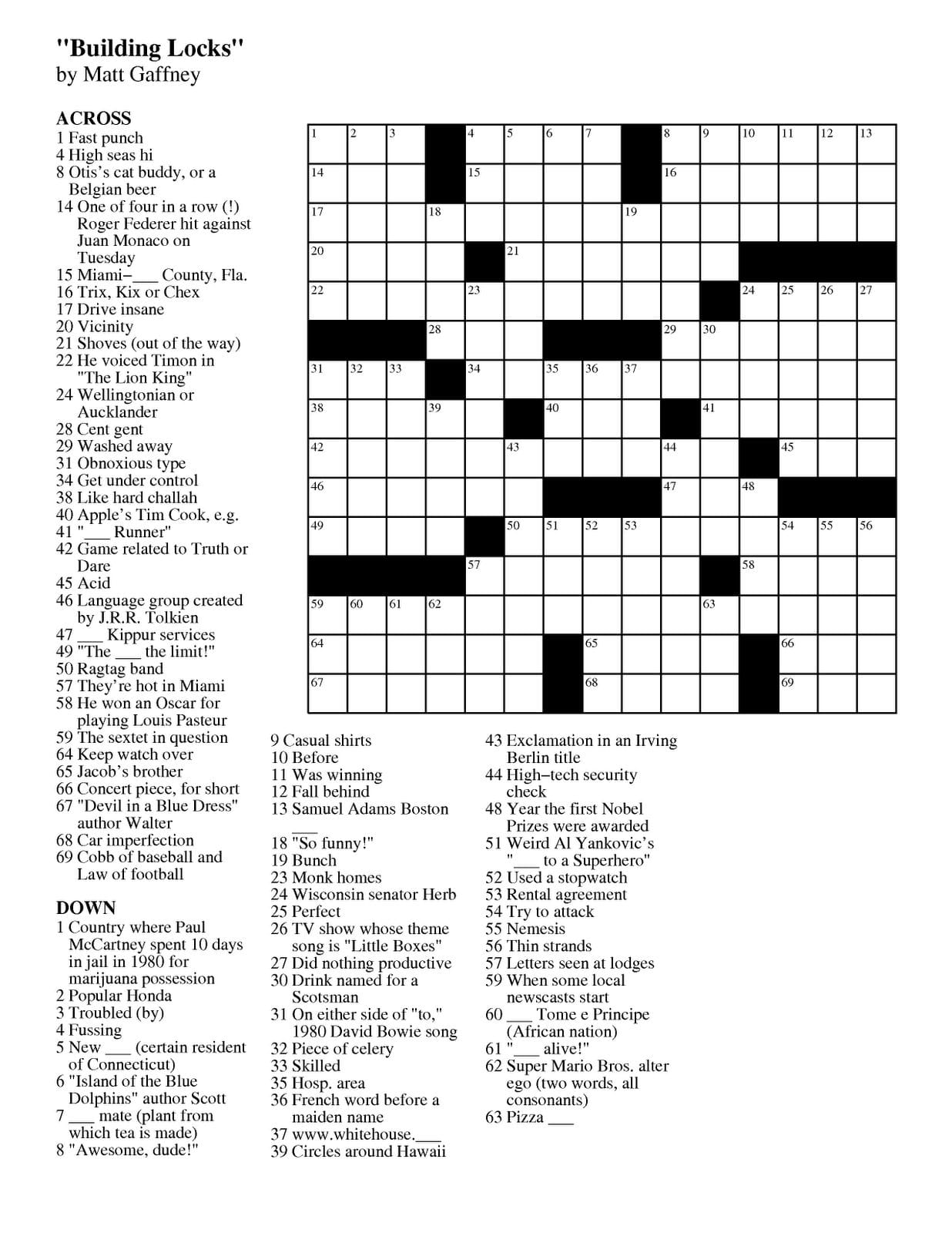 Free Daily Crossword Puzzles