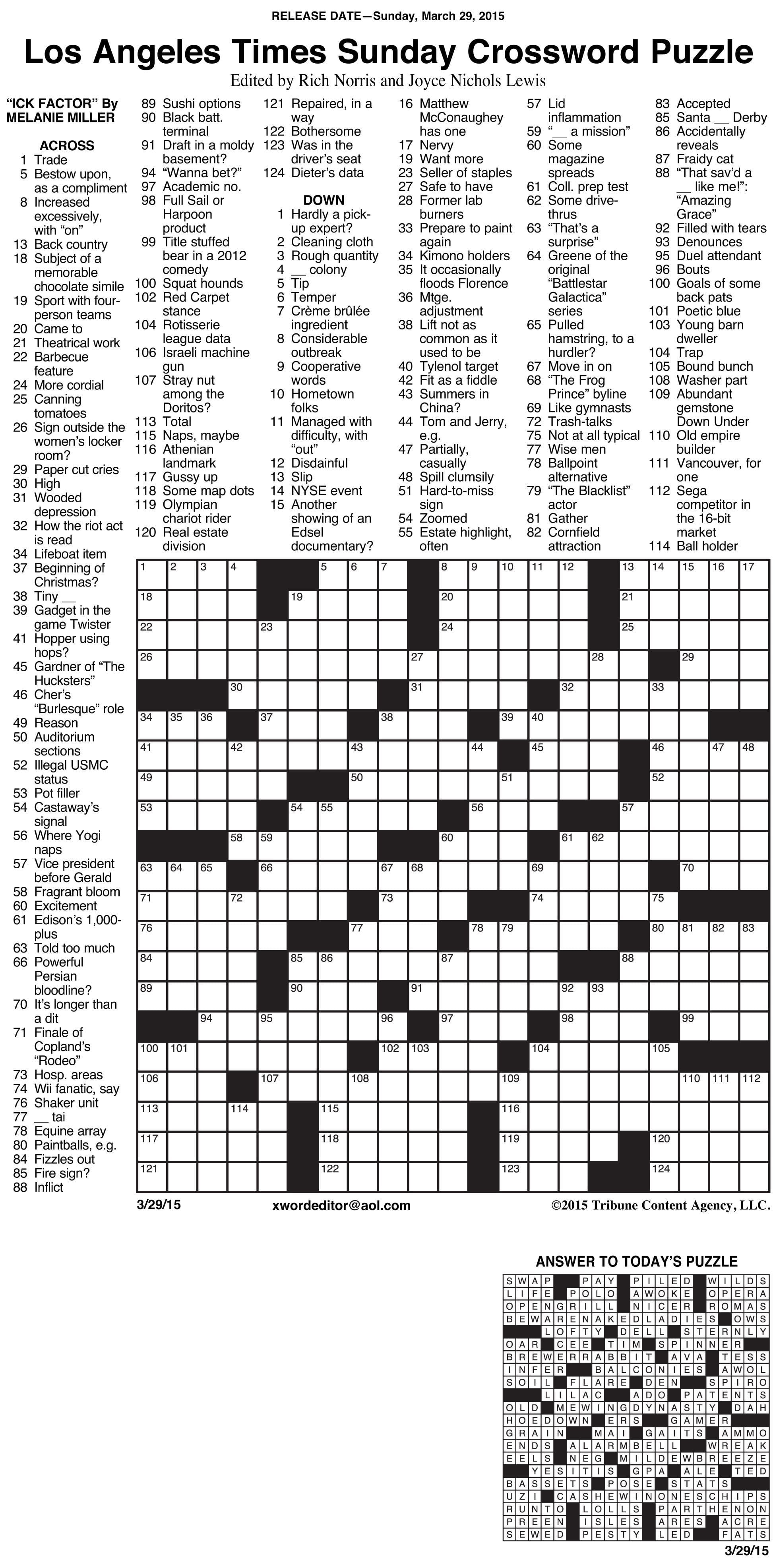 Printable Daily Crossword Puzzle