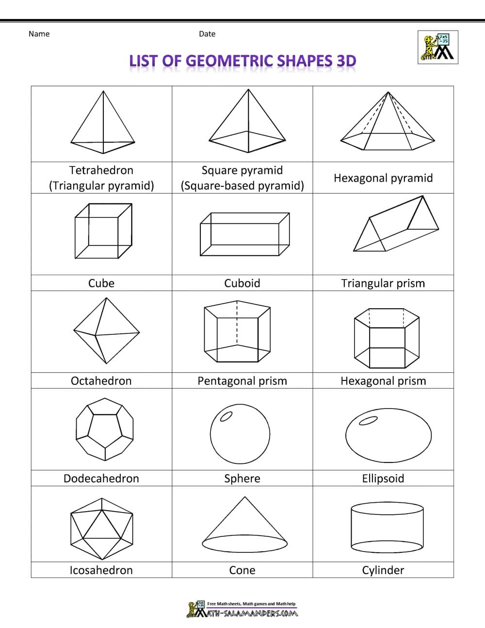 Printable 3d Shapes