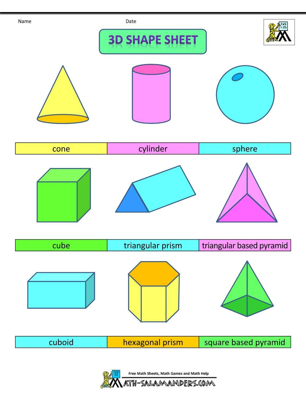 Printable Shapes 2D and 3D