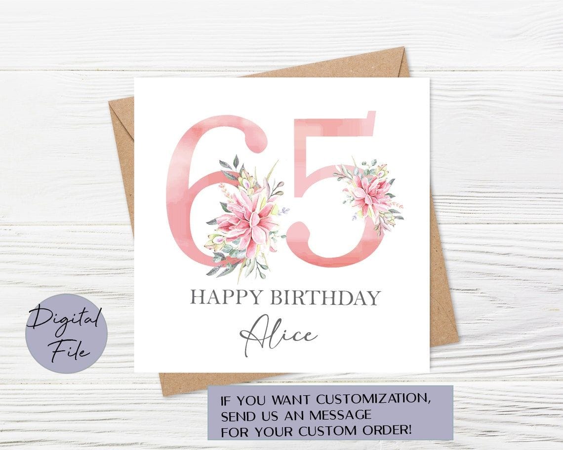 65th Birthday Card PRINTABLE 65th Birthday Card Printable