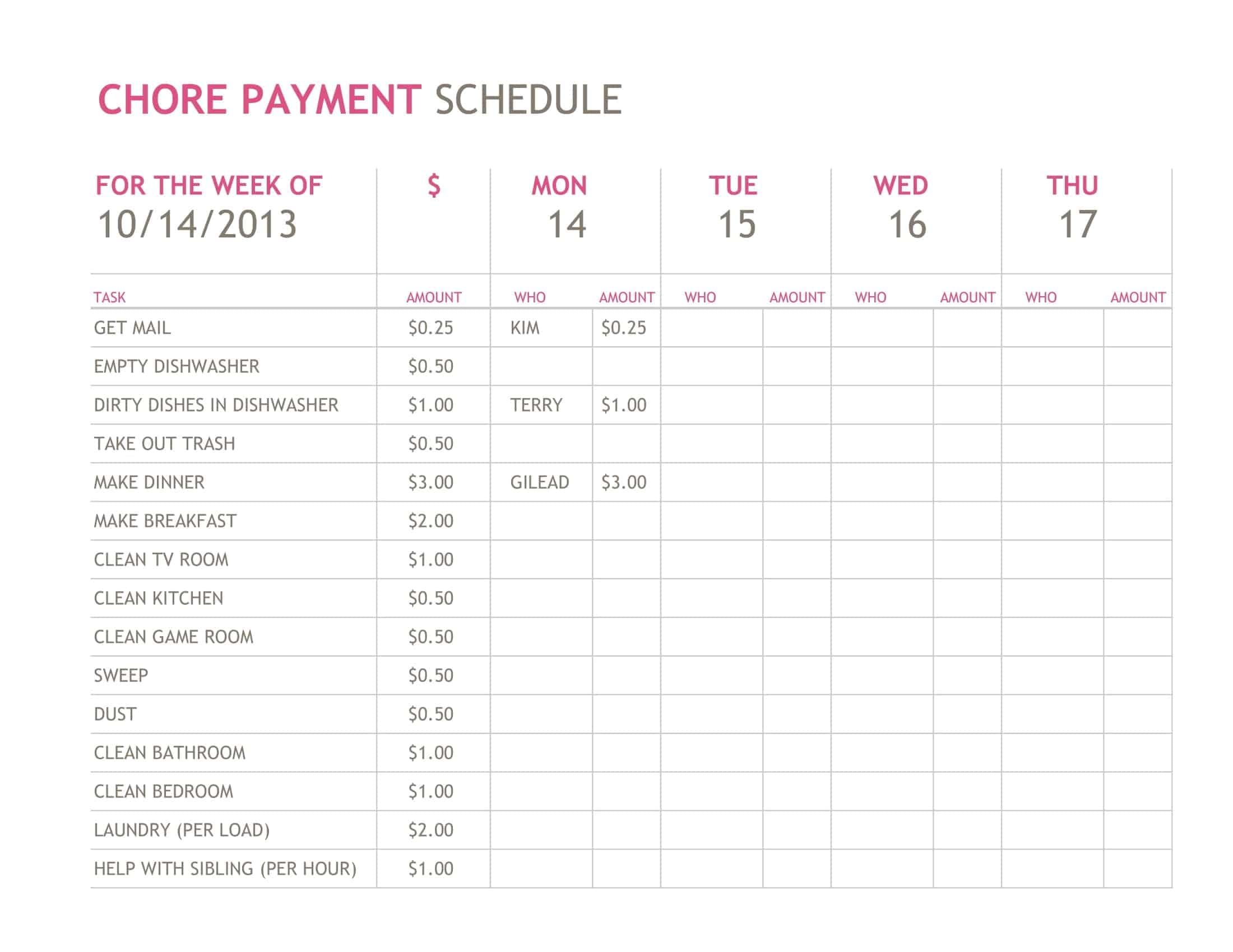 Free Printable Payment Schedule Templates [PDF