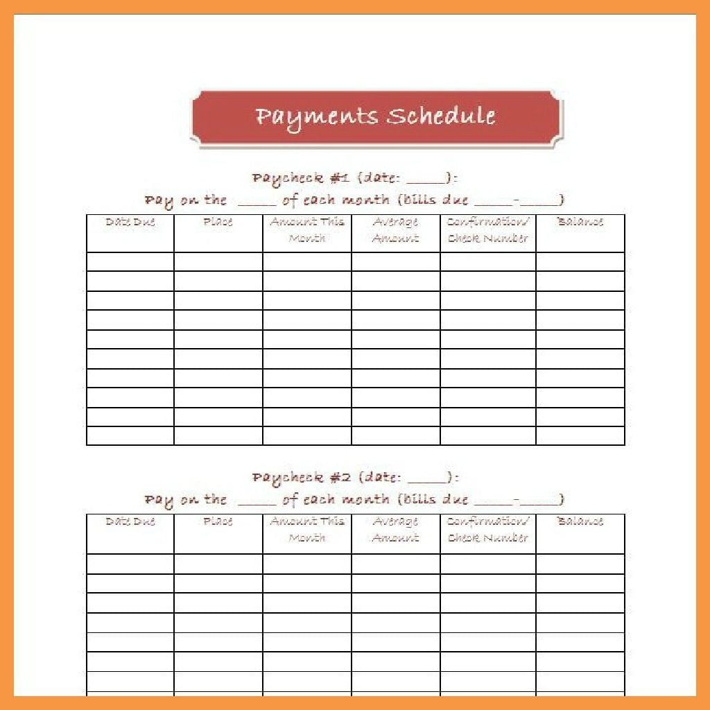 Free Printable Bill Payment Schedules